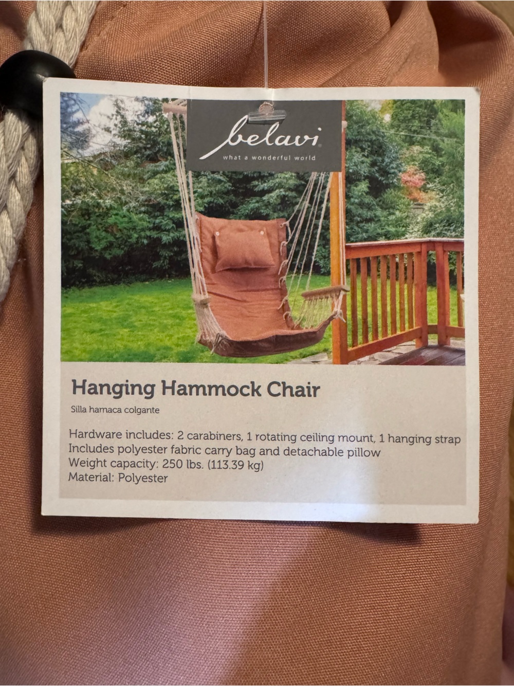 Hanging Hammock Chair - Rust/Burnt Orange